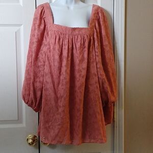 LC Lauren Conrad salmon color peasant top blouse  Sz 3X